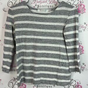 Contemporaine shirt long sleeve white Gray Striped Long Sleeve Tee stripes